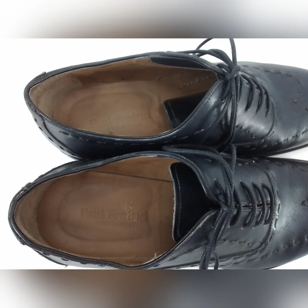 Paul Fredrick DARK NAVY Leather Dress Shoes Mens Sz 10 M Oxford BUCKSTITCH